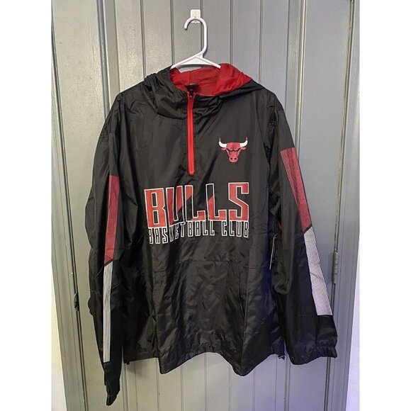 Chicago Bulls ULTRA GAME 1/4 Zip Men's Large Windbreaker - New Size L - Picture 1 of 12